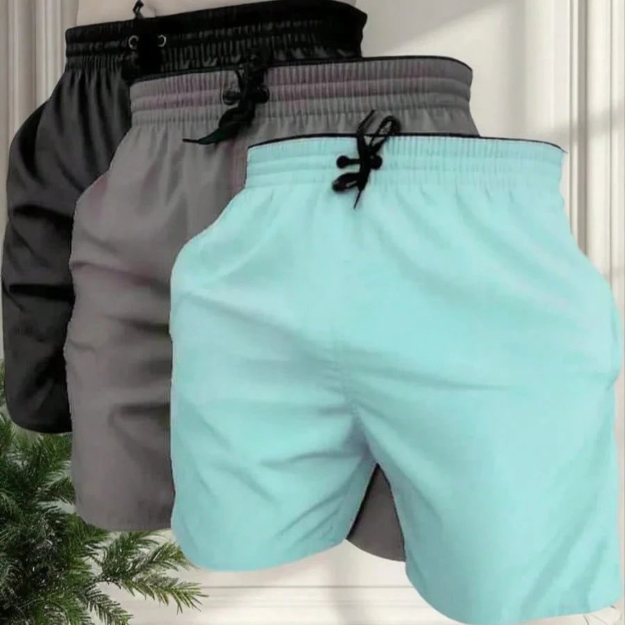 KIT 3 SHORTS masculino tactel com elastano praia academia esportes secagem futebol conforto