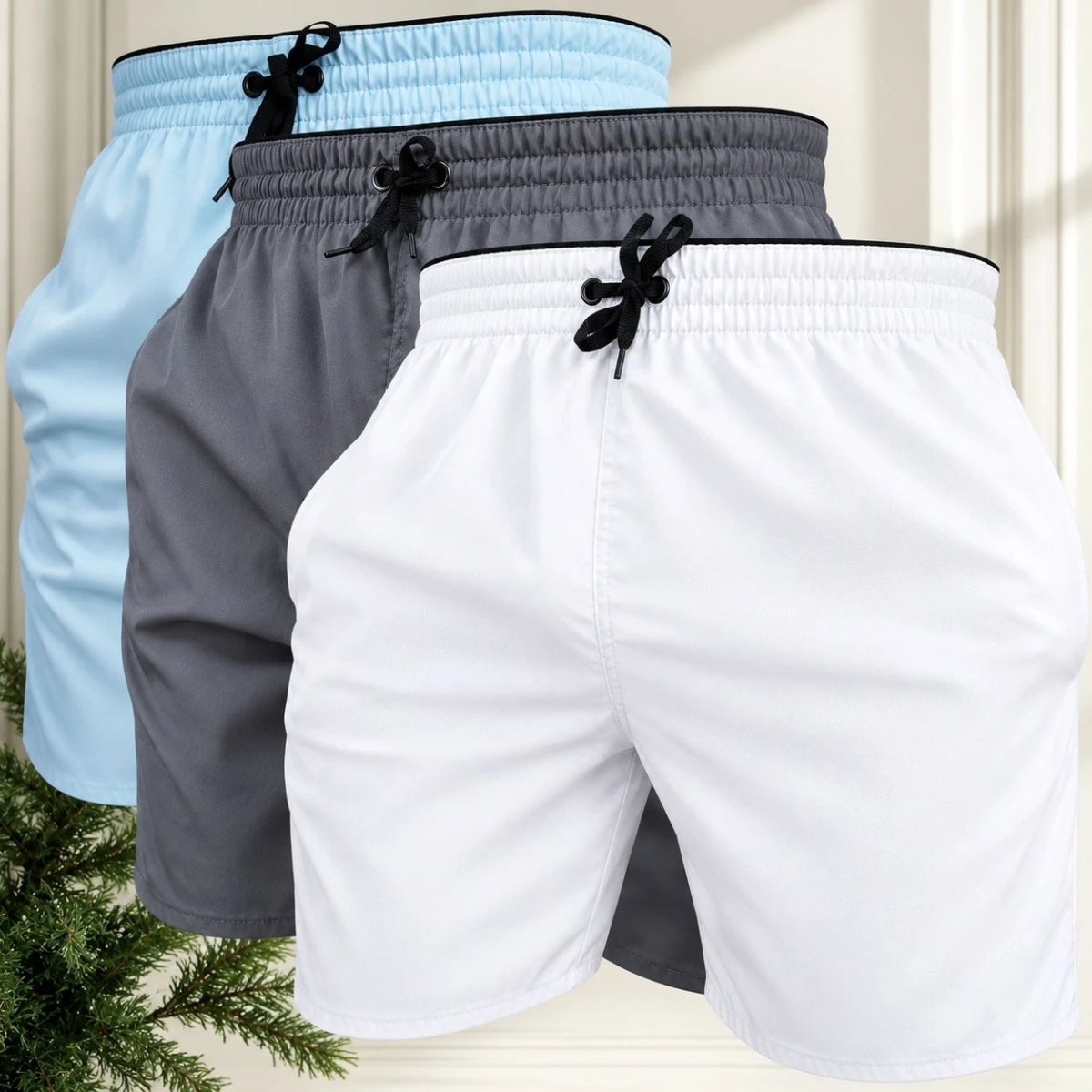 KIT 3 SHORTS masculino tactel com elastano praia academia esportes secagem futebol conforto