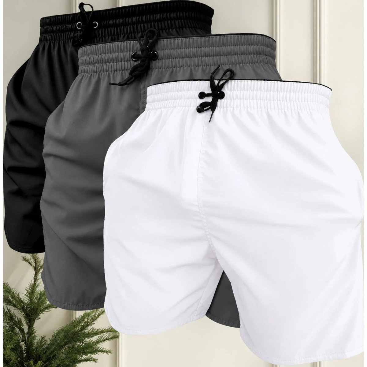 KIT 3 SHORTS masculino tactel com elastano praia academia esportes secagem futebol conforto