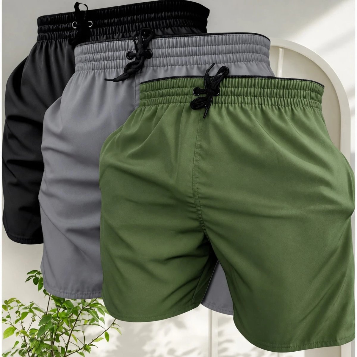 KIT 3 SHORTS masculino tactel com elastano praia academia esportes secagem futebol conforto