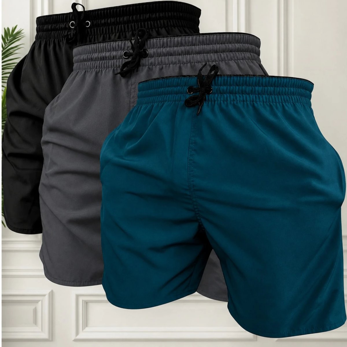 KIT 3 SHORTS masculino tactel com elastano praia academia esportes secagem futebol conforto