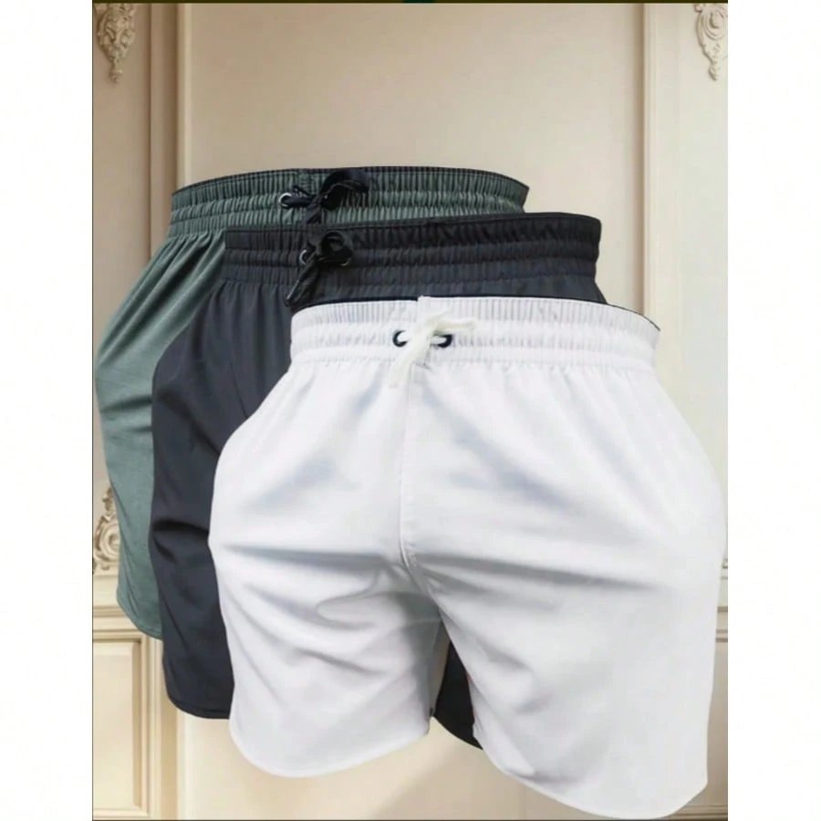 KIT 3 SHORTS masculino tactel com elastano praia academia esportes secagem futebol conforto