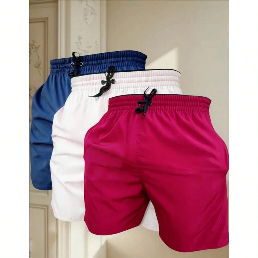 KIT 3 SHORTS masculino tactel com elastano praia academia esportes secagem futebol conforto