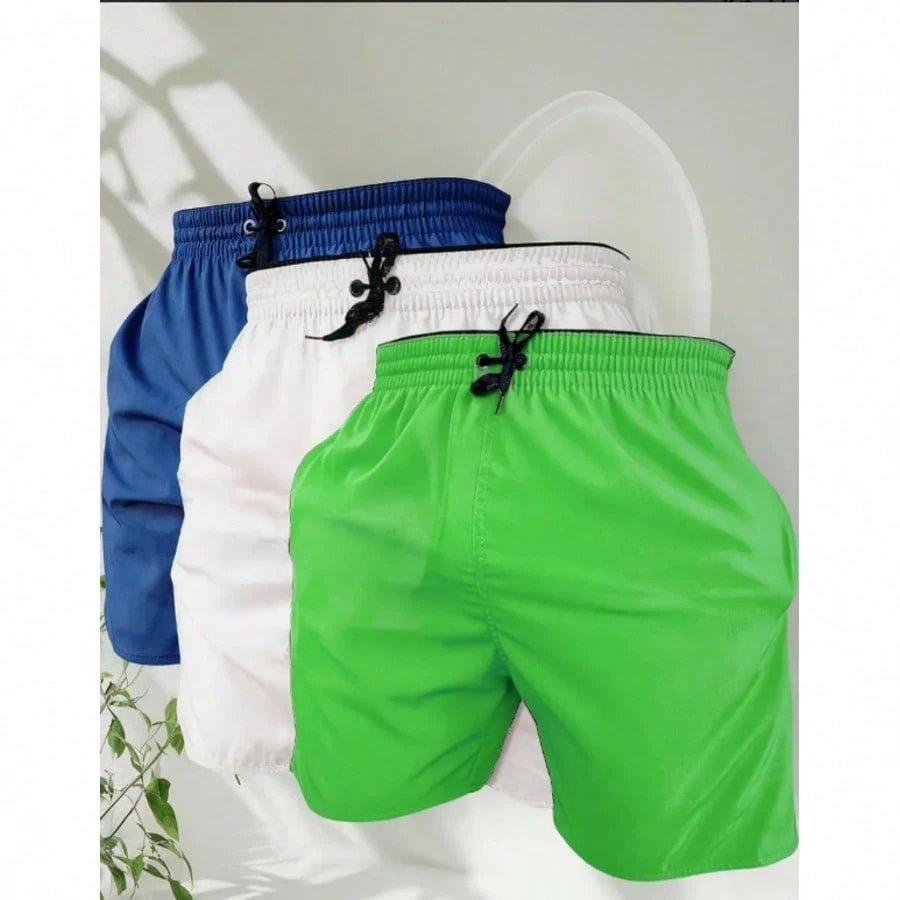 KIT 3 SHORTS masculino tactel com elastano praia academia esportes secagem futebol conforto