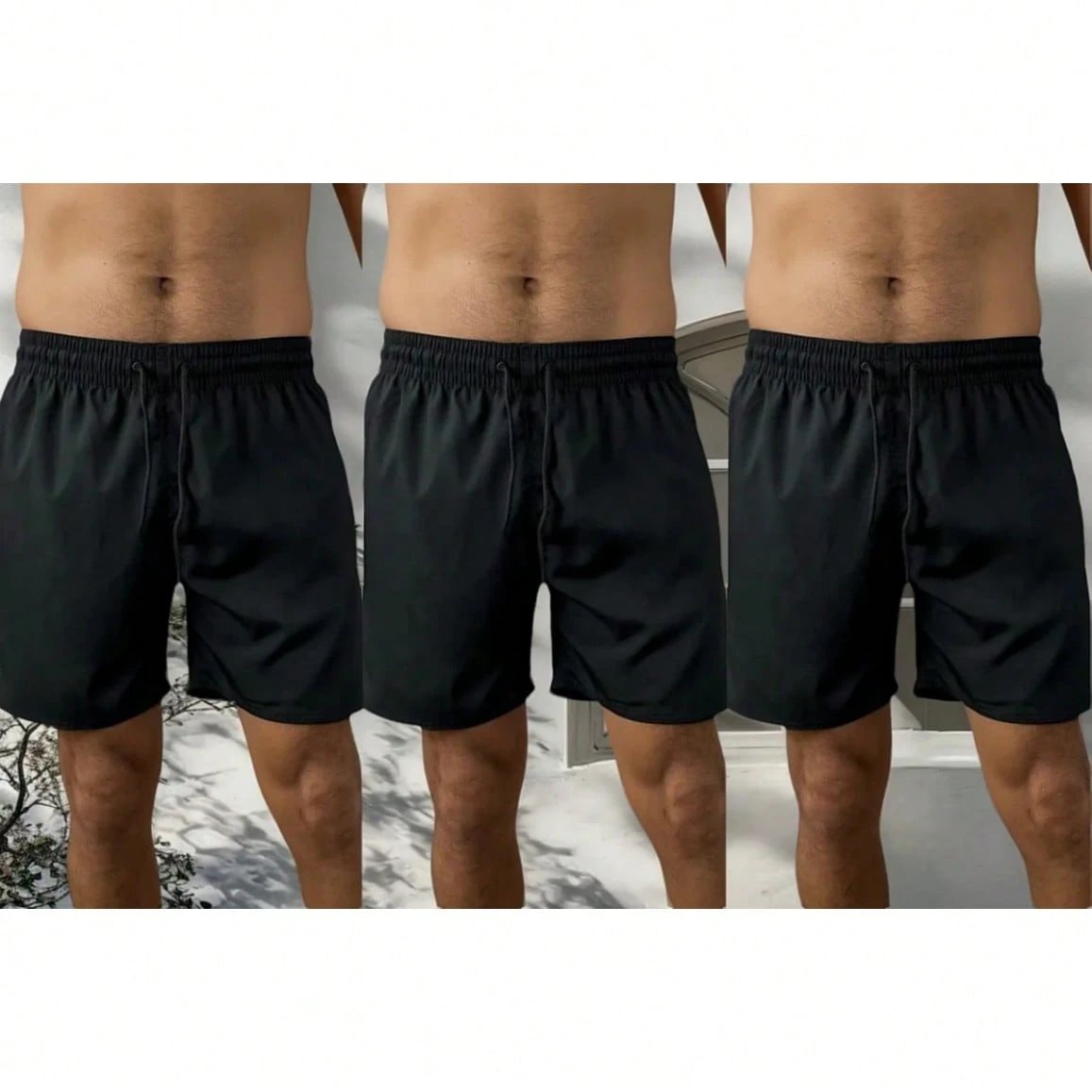 KIT 3 SHORTS masculino tactel com elastano praia academia esportes secagem futebol conforto