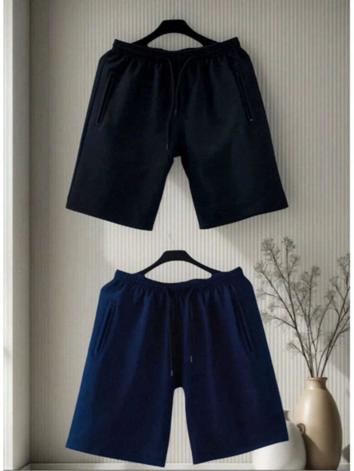 KIT 2 bermudas moletom masculino 2 bolsos lateral com ziper