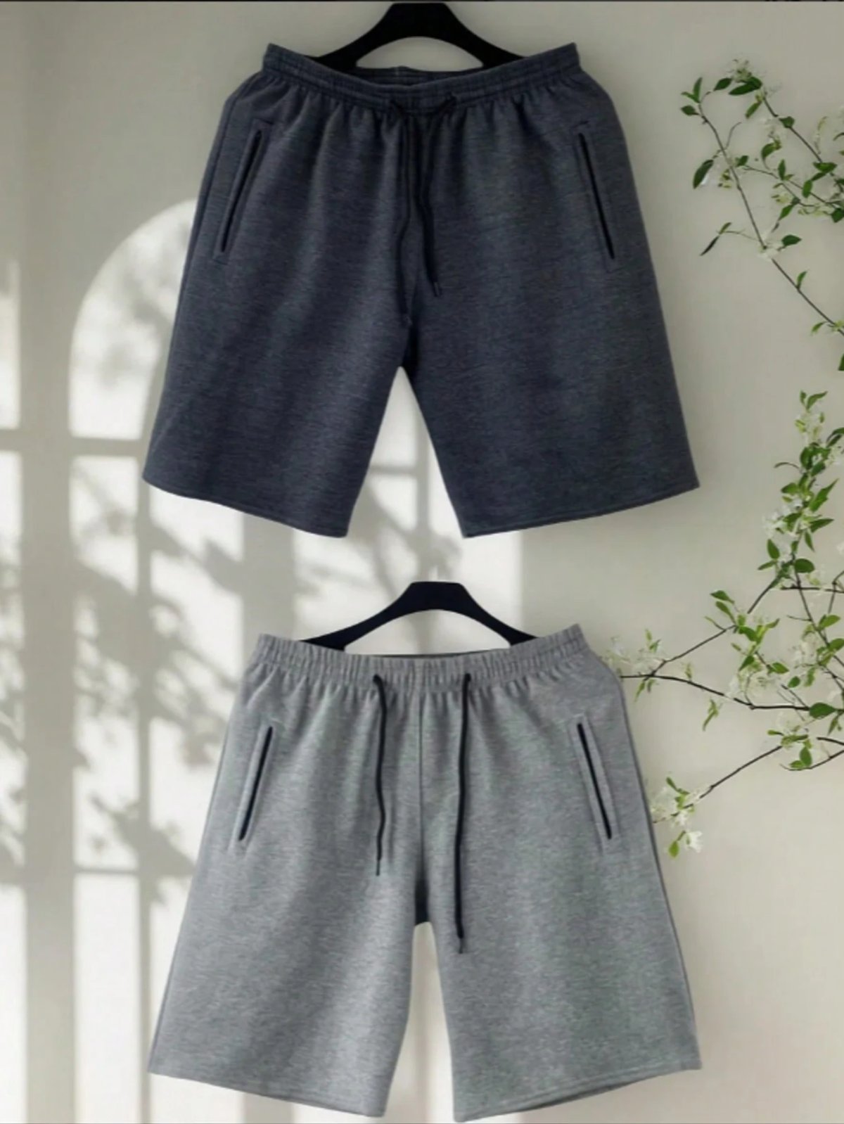 KIT 2 bermudas moletom masculino 2 bolsos lateral com ziper