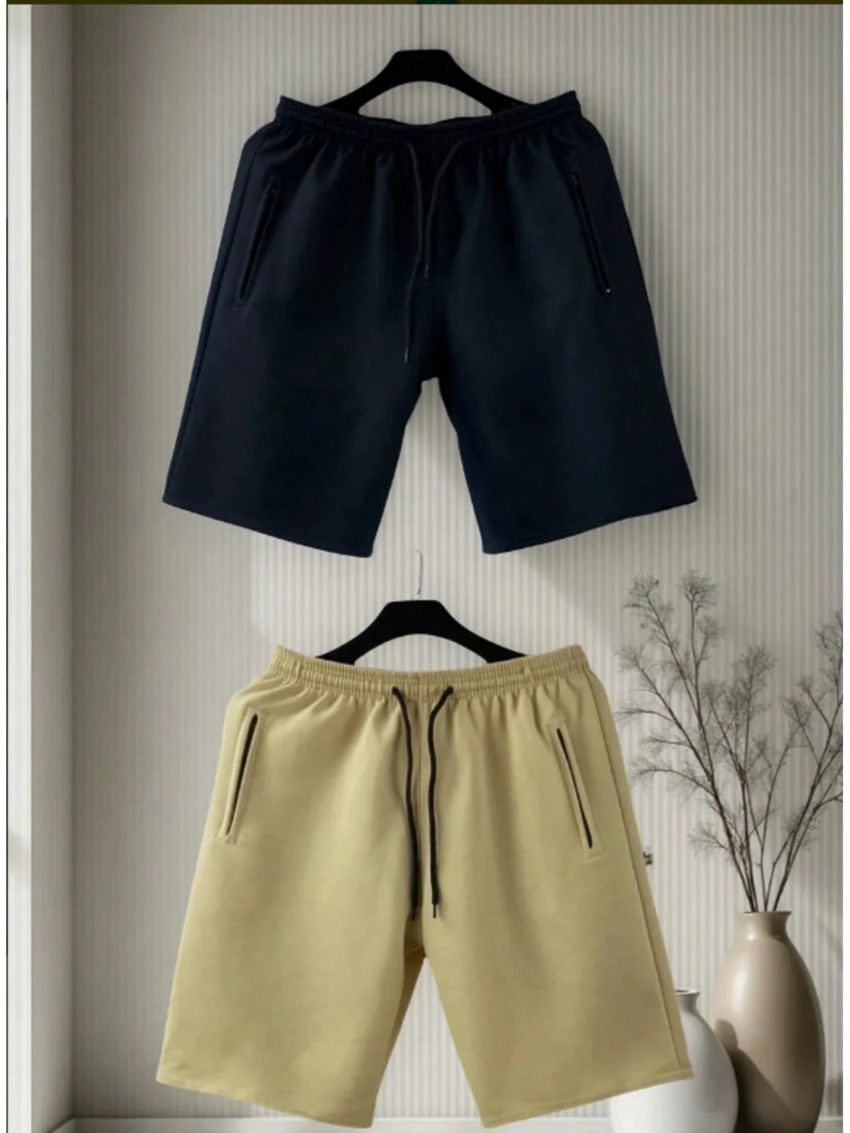 KIT 2 bermudas moletom masculino 2 bolsos lateral com ziper