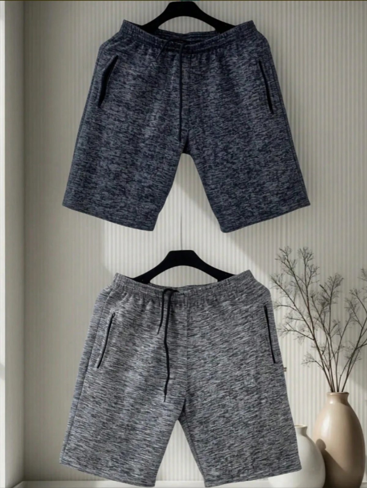 KIT 2 bermudas moletom masculino 2 bolsos lateral com ziper