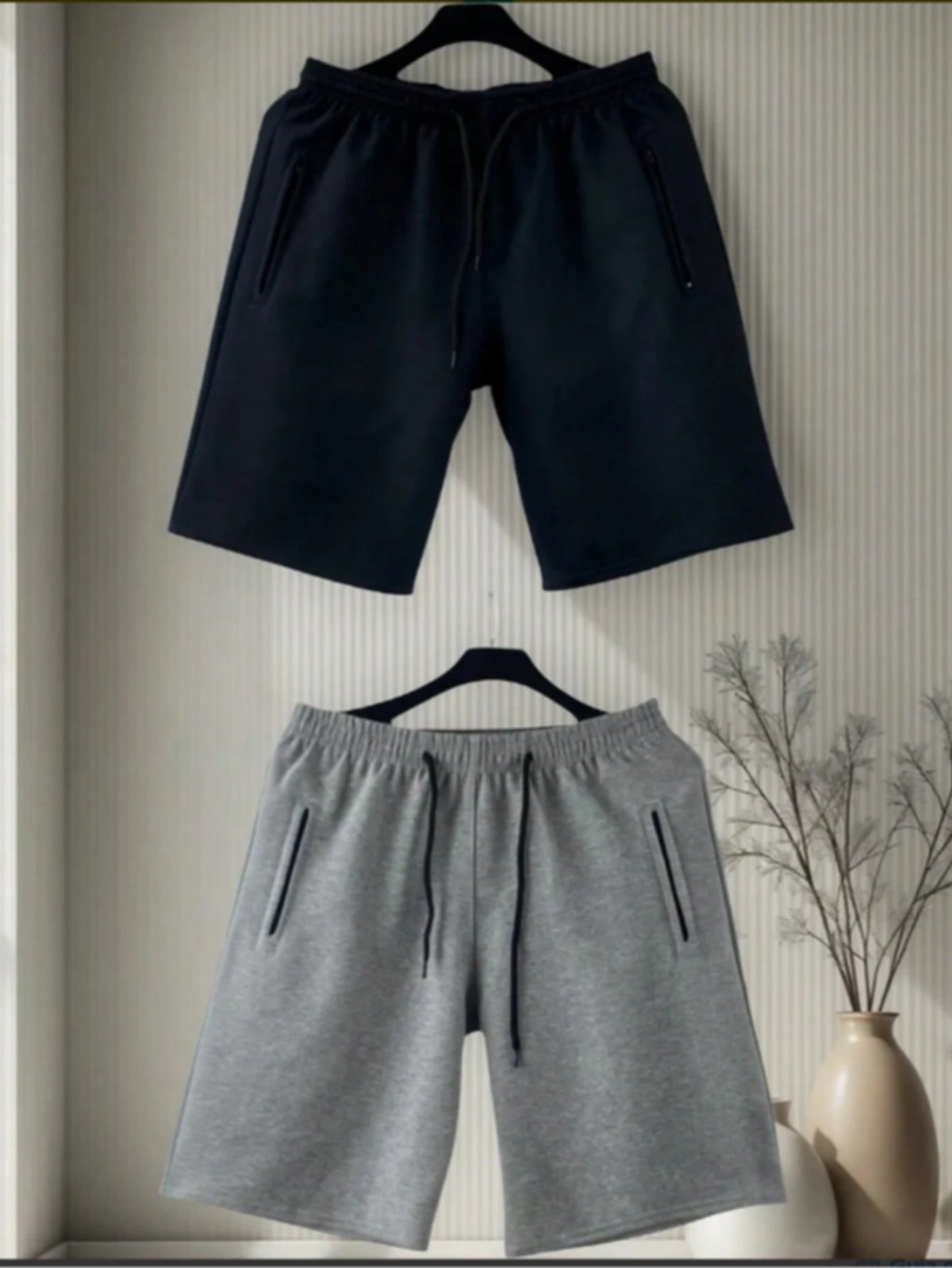 KIT 2 bermudas moletom masculino 2 bolsos lateral com ziper