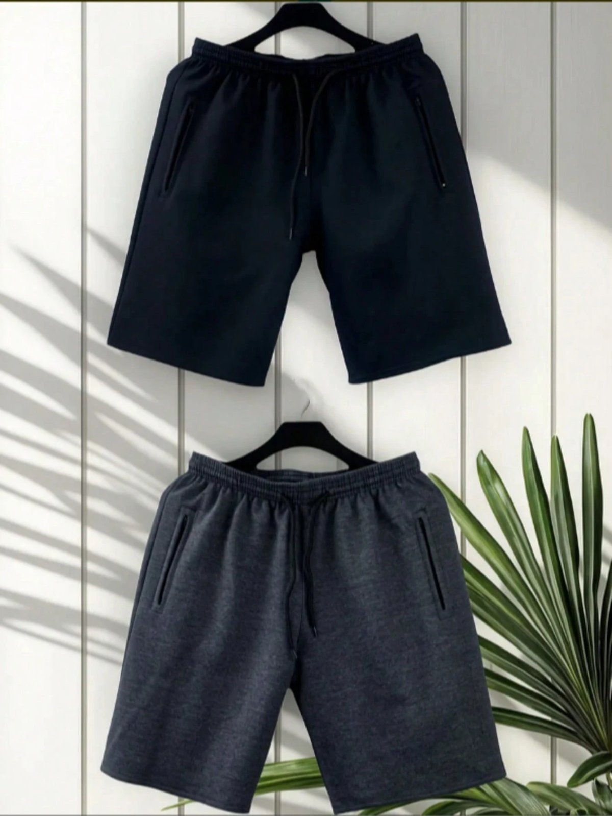 KIT 2 bermudas moletom masculino 2 bolsos lateral com ziper