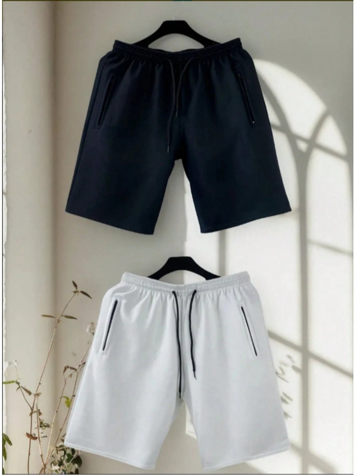 KIT 2 bermudas moletom masculino 2 bolsos lateral com ziper