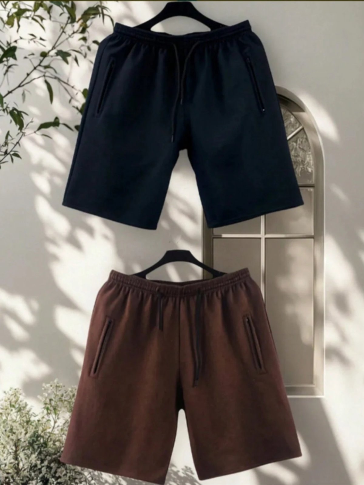 KIT 2 bermudas moletom masculino 2 bolsos lateral com ziper