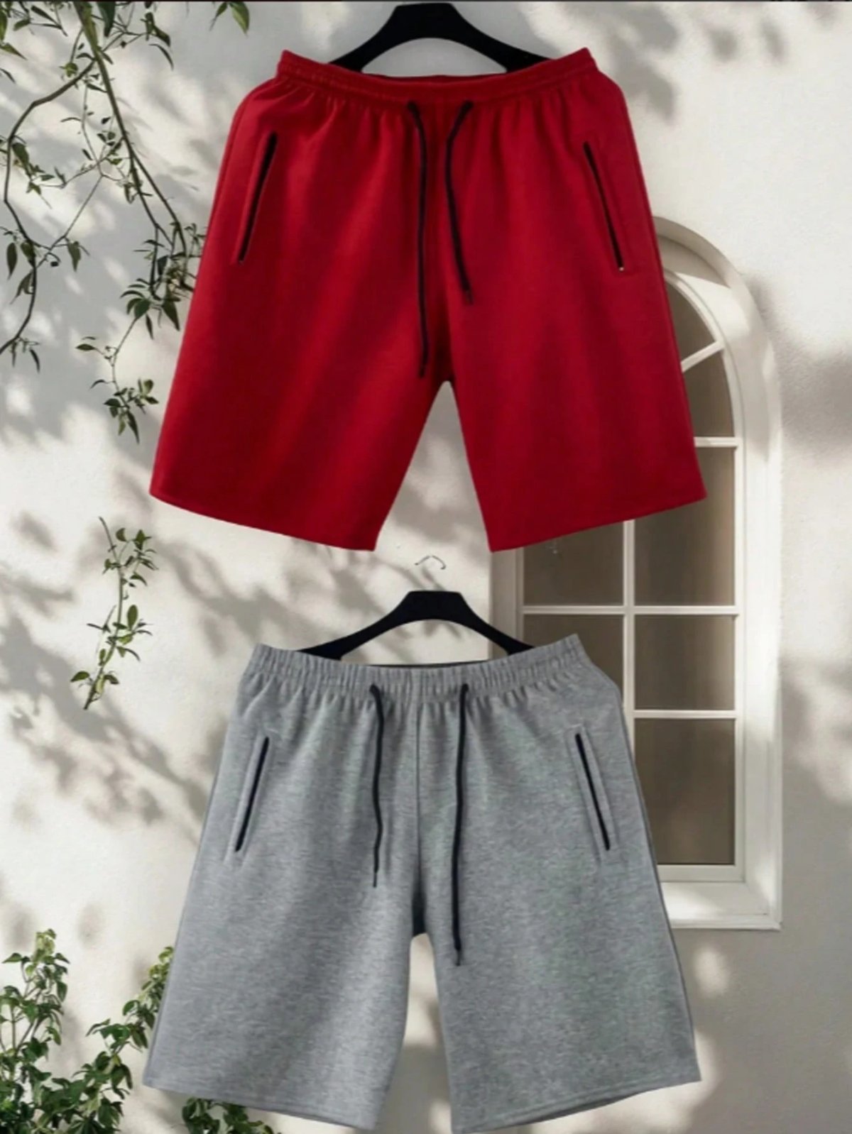 KIT 2 bermudas moletom masculino 2 bolsos lateral com ziper