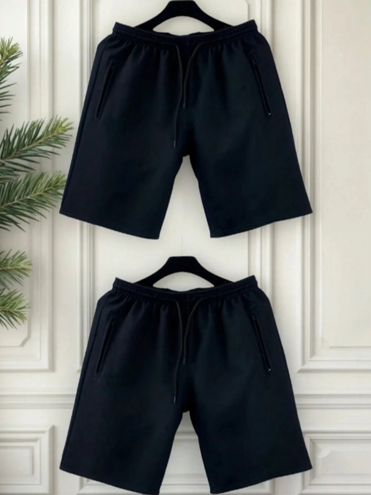 KIT 2 bermudas moletom masculino 2 bolsos lateral com ziper