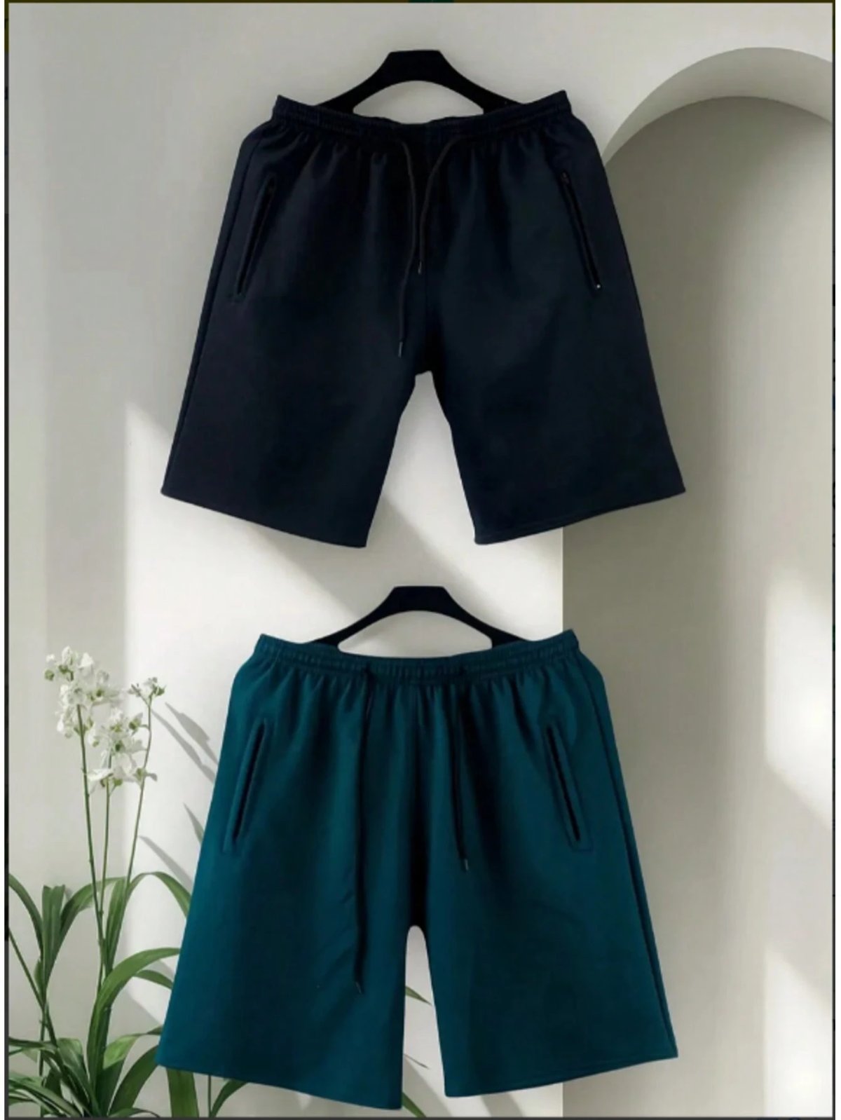 KIT 2 bermudas moletom masculino 2 bolsos lateral com ziper