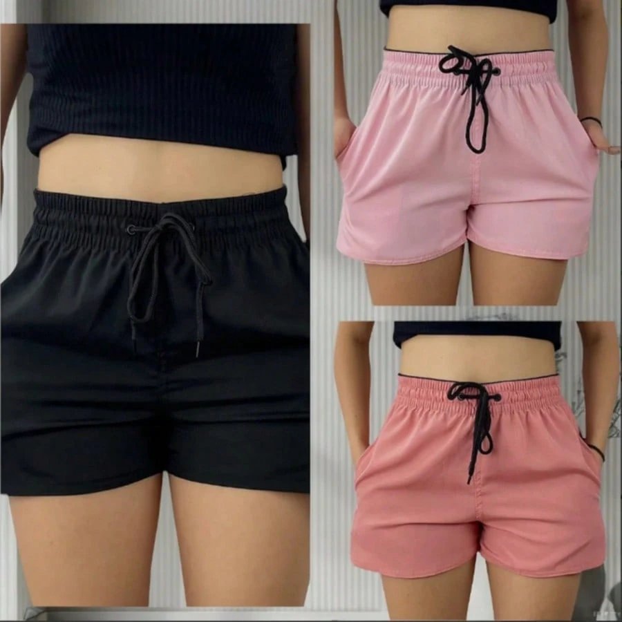 KIT 3 SHORTS feminina tactel com elastano praia academia esportes secagem rapido