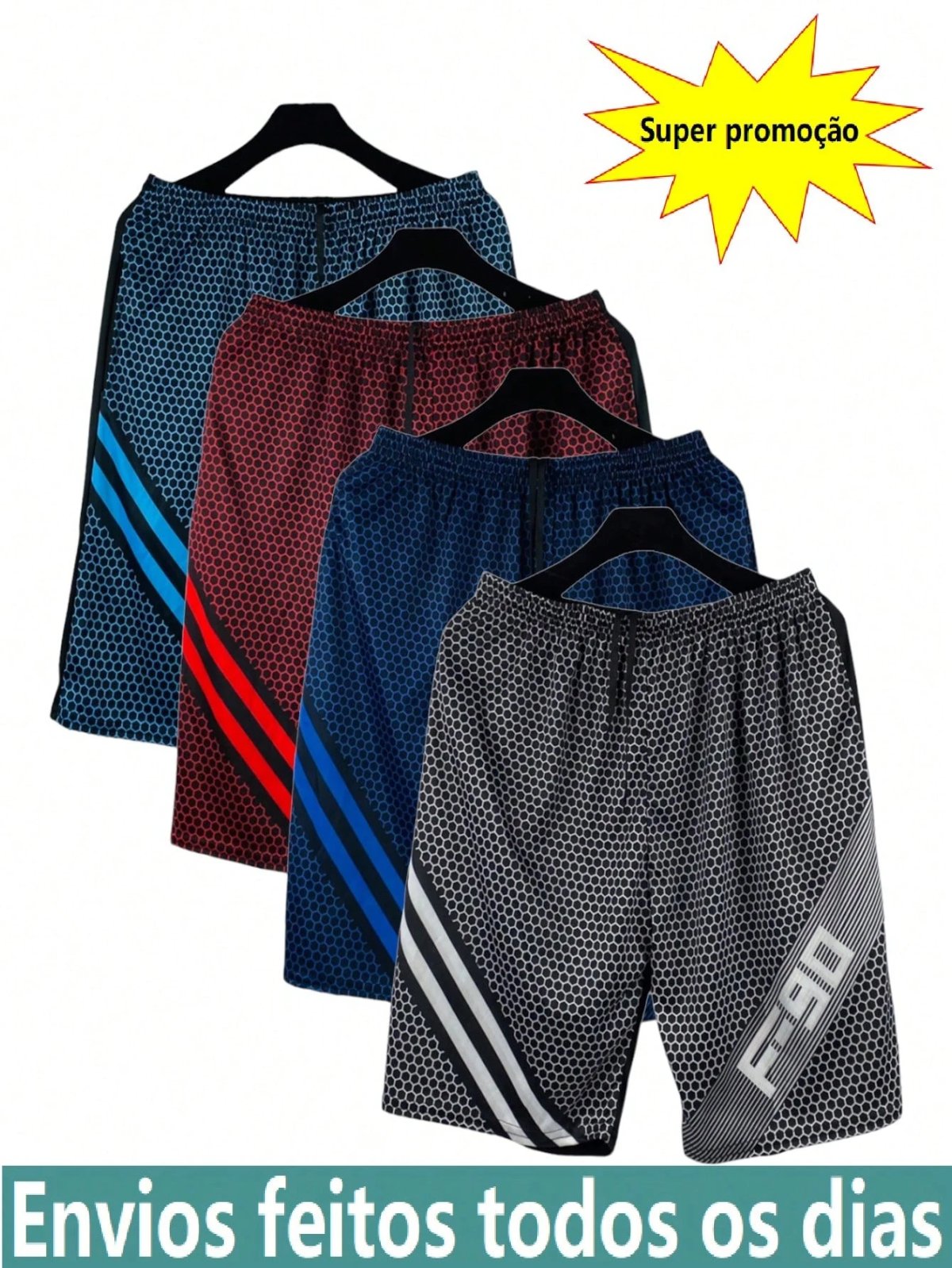 KIT 4 bermuda/shorts masculino elanca academia esportivo casual conforto bem leve