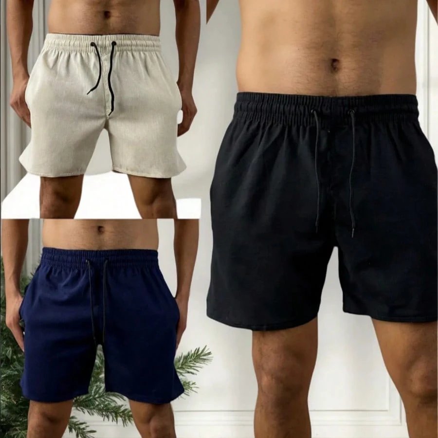 KIT 3 short bermudas masculino de LINHO PREMIUM com 2 bolsos pra usa dia dia conforto