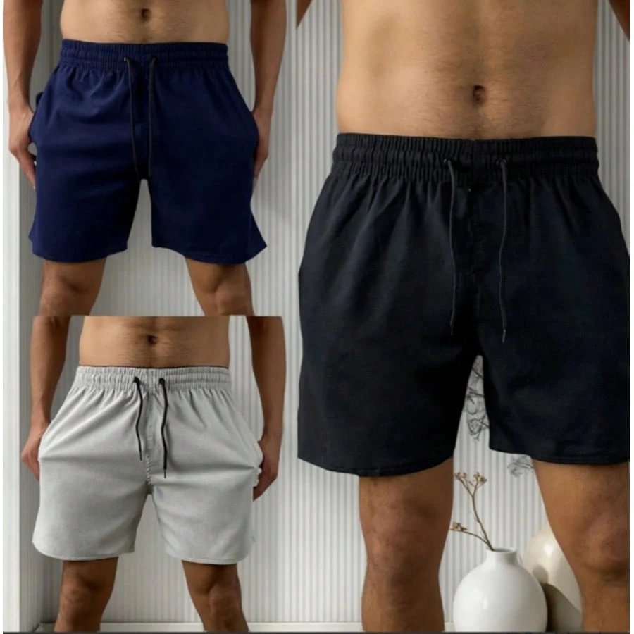 KIT 3 short bermudas masculino de LINHO PREMIUM com 2 bolsos pra usa dia dia conforto