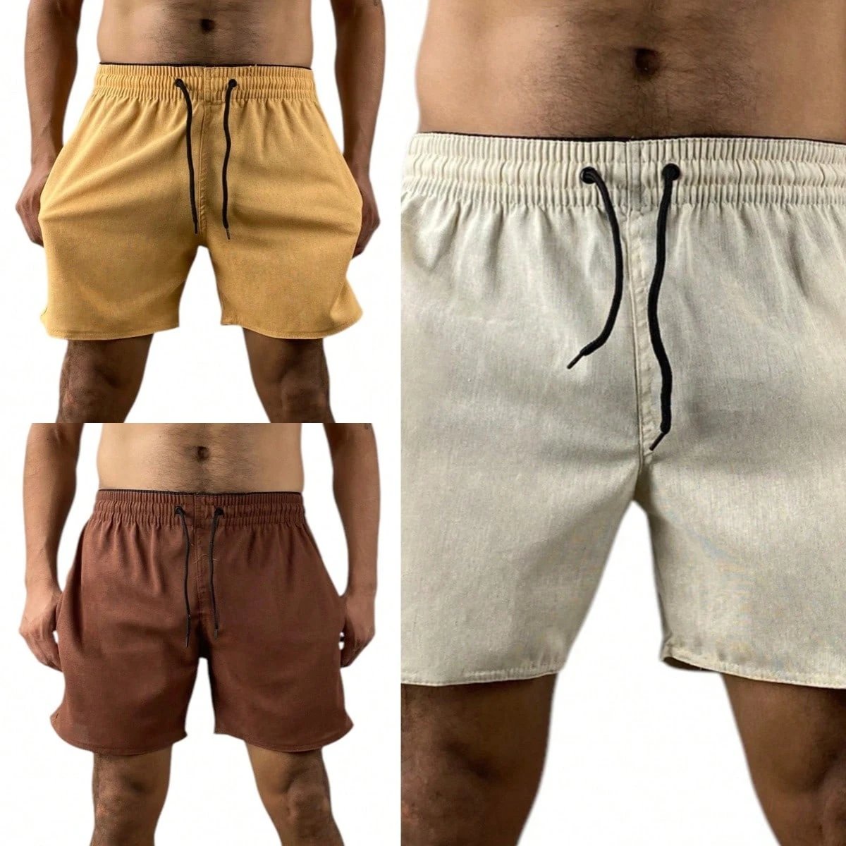 KIT 3 short bermudas masculino de LINHO PREMIUM com 2 bolsos pra usa dia dia conforto