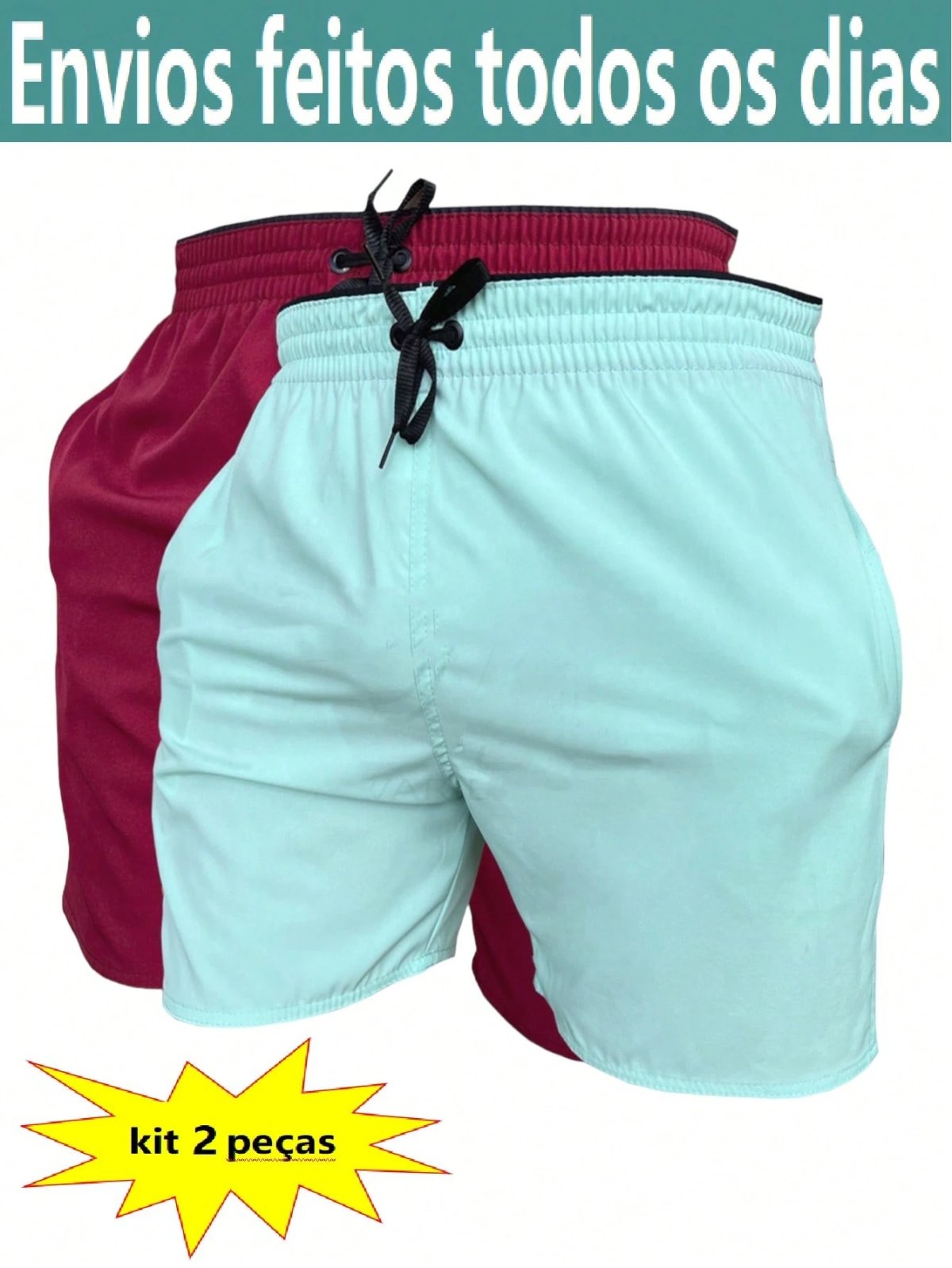 KIT 2 SHORTS masculino microfibra com elastano praia academia esportes secagem conforto