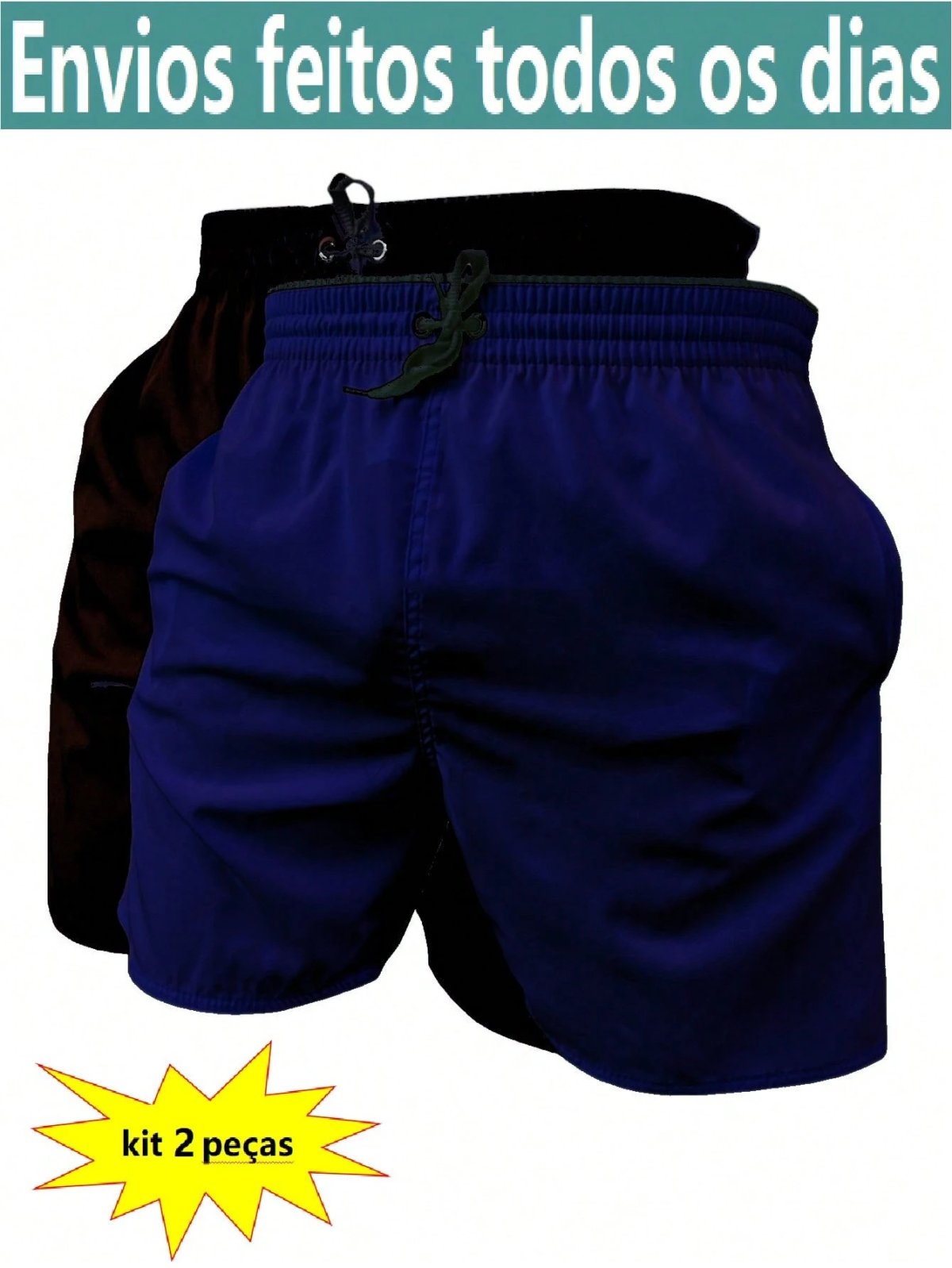 KIT 2 SHORTS masculino microfibra com elastano praia academia esportes secagem conforto