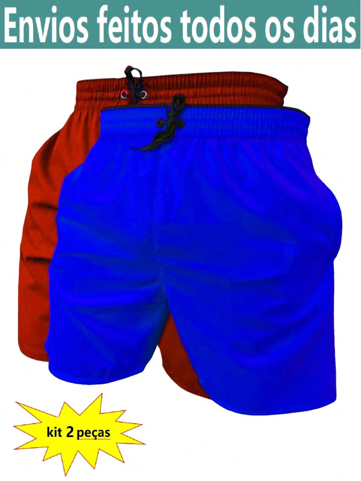 KIT 2 SHORTS masculino microfibra com elastano praia academia esportes secagem conforto