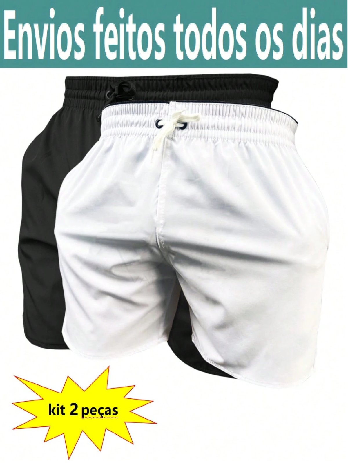 KIT 2 SHORTS masculino microfibra com elastano praia academia esportes secagem conforto
